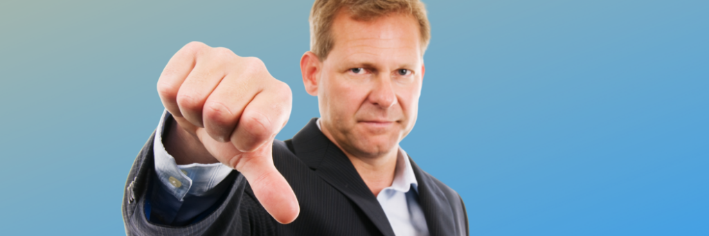man with thumb down